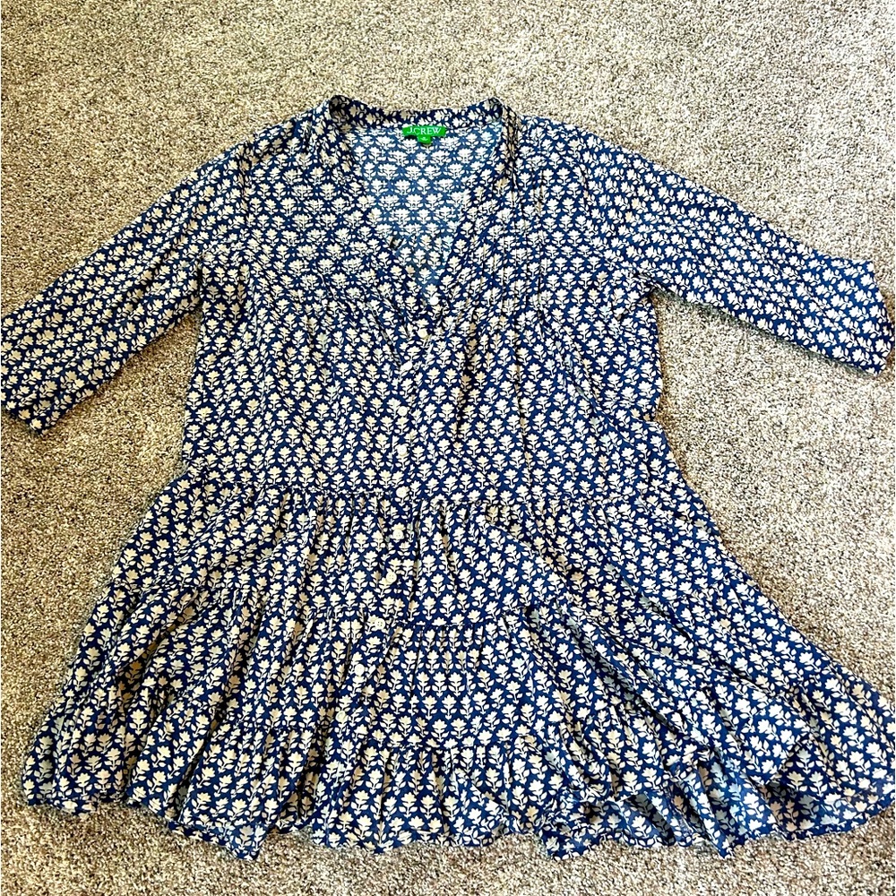 JCrew blue and white button down swim cover